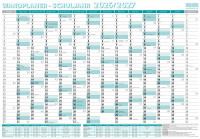 Wandkalender Schuljahr 2026/27